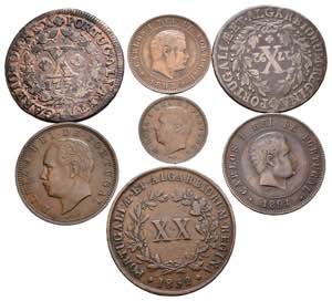 FOREIGN CURRENCIES. Set of 7 copper coins ... 