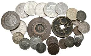 FOREIGN CURRENCIES. Set of 24 coins from ... 