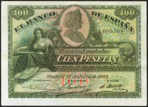 100 pesetas. July 15, 1907. Without series. ... 