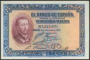 25 pesetas. October 12, 1926. Series B. ... 