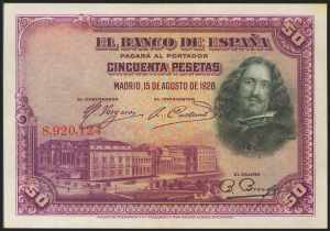 50 pesetas. August 15, 1928. Without series. ... 