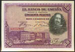 50 pesetas. August 15, 1928. Without series. ... 