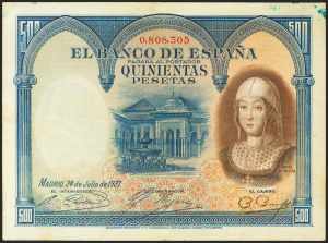 500 pesetas. July 24, 1927. Without series, ... 