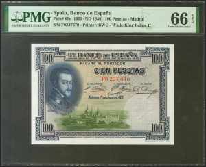 100 pesetas. July 1, 1925. Series F, last ... 