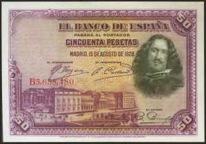 50 pesetas. August 15, 1928. Series B. ... 