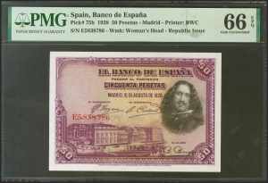 50 pesetas. August 15, 1928. Series E, last ... 