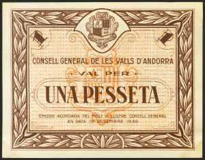 ANDORRA. 1 Pesseta. December 19, 1936. ... 