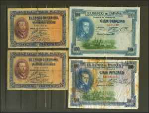 Set of 31 Bank of Spain notes, issued ... 
