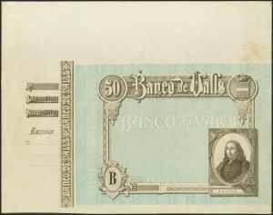 50 pesetas. (1892ca). Bank of Valls. Print ... 