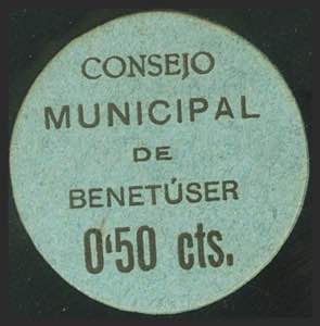 BENETUSER (VALENCIA). 50 cents. (1936ca). ... 