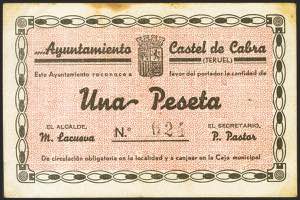 GOAT CASTLE (TERUEL). 1 Peseta. (1936ca). ... 