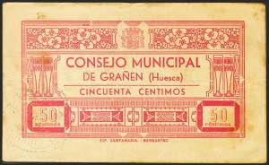 GRAÑEN (HUESCA). 50 Céntimos. (1937ca). ... 