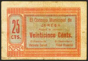JERESA (VALENCIA). 25 Céntimos. (1936ca). ... 