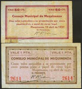 MEQUINENZA (ZARAGOZA). 50 Céntimos y 1 ... 