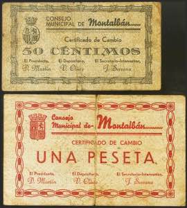 MONTALBAN (TERUEL). 50 Céntimos y 1 Peseta. ... 