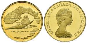CANADA. 100 dollars. (Aug. 16.96g/27mm). ... 