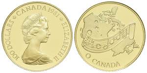 CANADA. 100 dollars. (Au. 16.92g /27mm). ... 