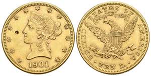 U.S. 10 Dollars (Au. 16.69g/27mm). 1901. ... 