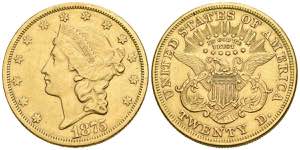 U.S. 20 dollars. (Aug. 33.36g/44mm). 1875. ... 