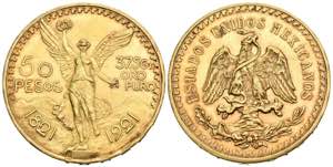 MEXICO. 50 Pesos. (Au. 41,67g/37mm). 1921. ... 