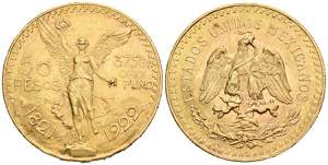 MEXICO. 50 Pesos. (Au. 41,63g/37mm). 1922. ... 