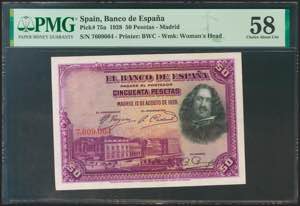 50 pesetas. August 15, 1928. No series. ... 