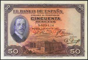 50 pesetas. May 17, 1927. No series and ... 
