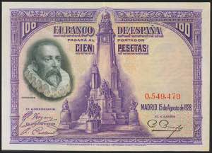 100 pesetas. August 15, 1928. No series. ... 