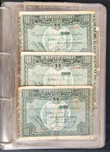 Set of 83 banknotes from the Bank of Spain ... 