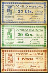 MONZON (HUESCA). 25 Cents, 50 Cents and 1 ... 