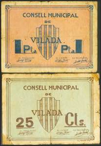 VILADA (BARCELONA). 25 Céntimos y 1 Peseta. ... 