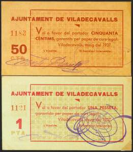 VILADECAVALLS (BARCELONA). 50 Céntimos y 1 ... 
