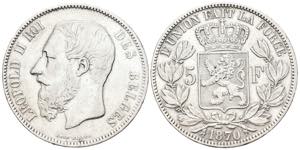 BÉLGICA. 5 Francs (Ar. 24,91g/37mm). 1870. ... 