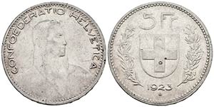 SUIZA. 5 Francs. 1923. Bern B. Km#37. Ar. ... 