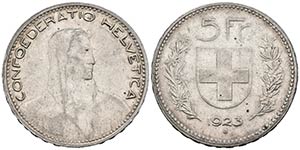 SUIZA. 5 Francs. 1923. Bern B. Km#37. Ar. ... 
