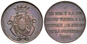 ISABEL II. Medalla. 1862. Visita a la ciudad ... 