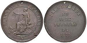 I REPUBLICA. Medalla. 1873. Proclamada en ... 