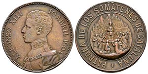 ALFONSO XIII. Medalla. 1904. La Virgen de ... 