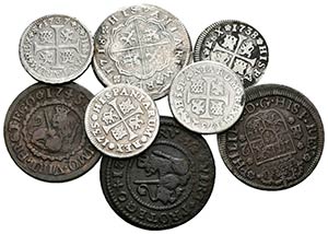 FELIPE V. Lote compuesto por 9 monedas, ... 