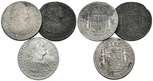 CARLOS IV. Lote compuesto por 3 monedas de 8 ... 