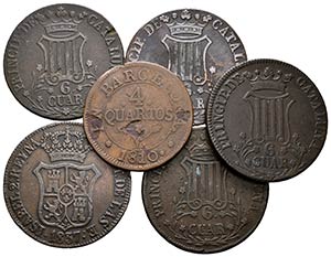 ISABEL II. Lote compuesto por 6 monedas de ... 