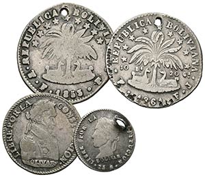 BOLIVIA. Lote compuesto por 4 monedas de ... 