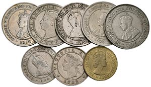 JAMAICA. Lote compuesto por 8 monedas, ... 