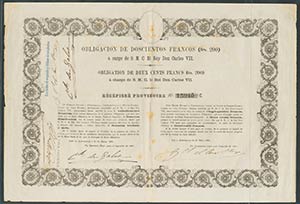 200 Francos. 25 de Marzo de 1869. Carlos VII ... 