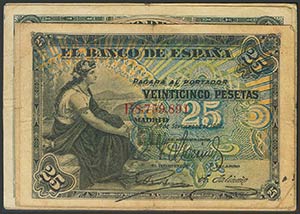 Conjunto de 5 billetes de 25 Pesetas 1906 ... 