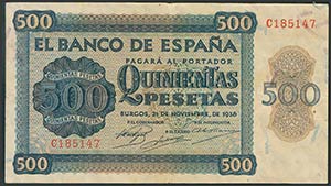 500 Pesetas. 21 de Noviembre de 1936. Serie ... 