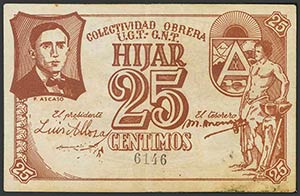 HIJAR (TERUEL). 25 Céntimos. (1937ca). ... 