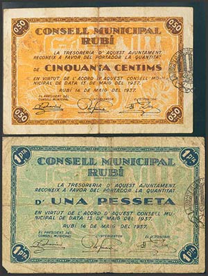 RUBI (BARCELONA). 50 Céntimos y 1 Peseta. ... 
