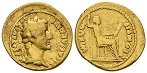 TIBERIO. Aureo. 14-35 d.C. Lugdunum. A/ ... 