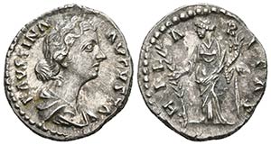 FAUSTINA II. Denario. 147-175 d.C. Roma. A/ ... 